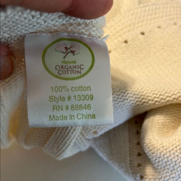 TL CARE Sweater Knit Blanket Organic Cotton Baby Stroller Nursing Cream Ivory - Picture 6 of 7